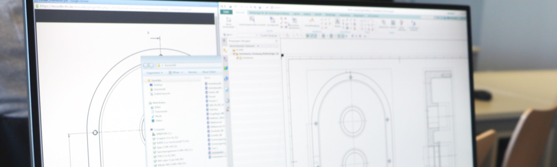Labor_G307_CAD_Programm_THI Bildschirm mit geöffnetem CAD Programm