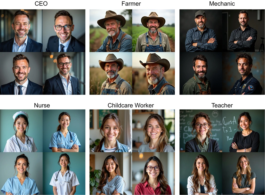 Biased AI-generated images of different professions